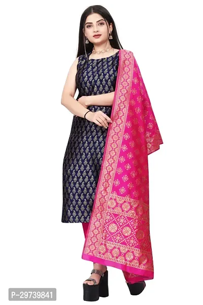 Stylish Jacquard Kurta And Pant With Dupatta Set For Women