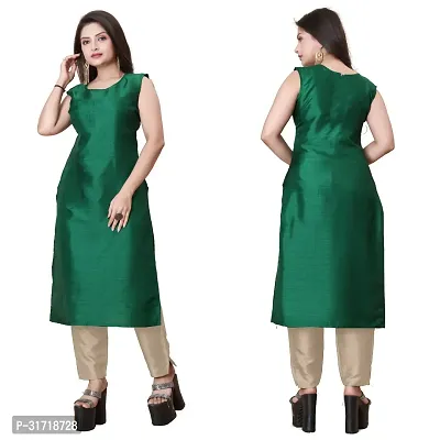 Stylish Green Art Silk Kurta Bottom Set With Jacket For Women-thumb2