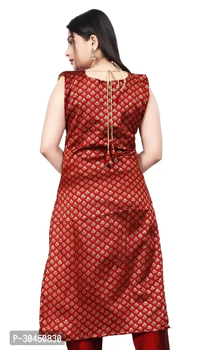 Stylish Maroon Jacquard Woven Design Stitched Kurta For Women-thumb2