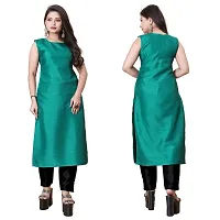 Stylish Teal Art Silk Kurta Bottom Set With Jacket For Women-thumb1