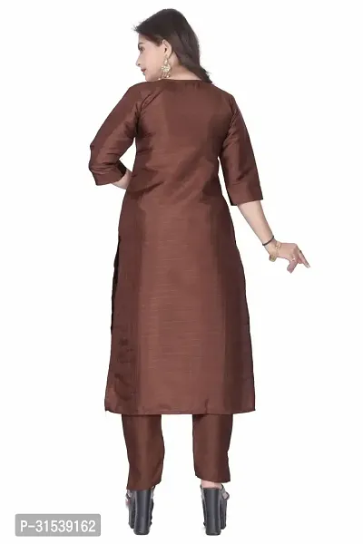 Stylish Brown Silk Kurta Bottom Set For Women-thumb2