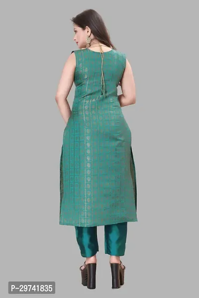 Stylish Jacquard Kurta And Pant With Dupatta Set For Women-thumb3