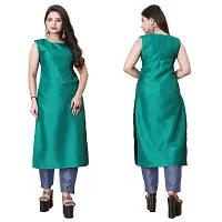 Stylish Teal Art Silk Kurta Bottom Set With Jacket For Women-thumb1