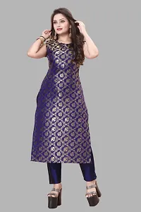 Stylish Jacquard Kurta And Pant With Dupatta Set For Women-thumb1