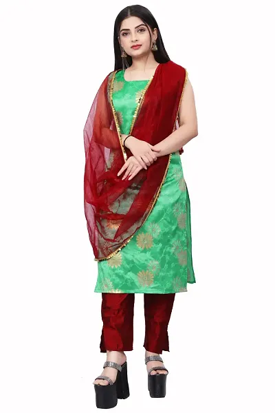 A-Line Woven Design Jacquard kurta Set