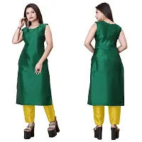 Stylish Green Art Silk Kurta Bottom Set With Jacket For Women-thumb1