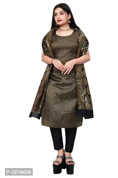 Stylish Jacquard Kurta And Pant With Dupatta Set For Women-thumb0