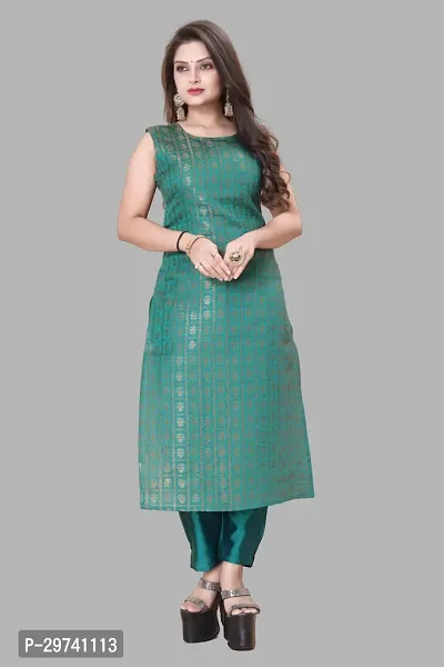 Stylish Jacquard Kurta And Pant With Dupatta Set For Women-thumb2