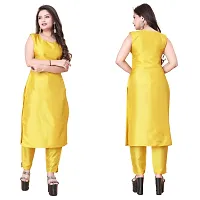 Stylish Yellow Art Silk Kurta Bottom Set With Jacket For Women-thumb1