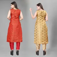 Elegant Banarasi Silk Jacquard Woven Kurta For Women- Pack Of 2-thumb1