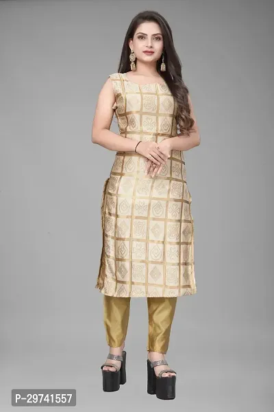 Stylish Jacquard Kurta And Pant With Dupatta Set For Women-thumb2