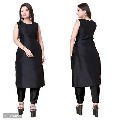 Stylish Black Art Silk Kurta Bottom Set With Jacket For Women-thumb2