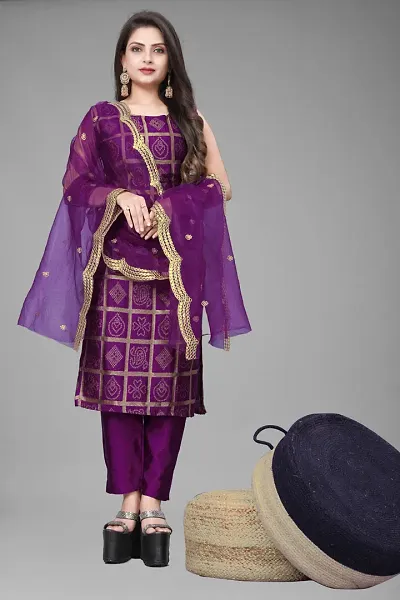 Fancy Jacquard Kurta Set For Women