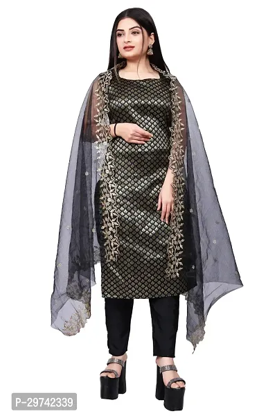 Stylish Jacquard Kurta And Pant With Dupatta Set For Women-thumb0