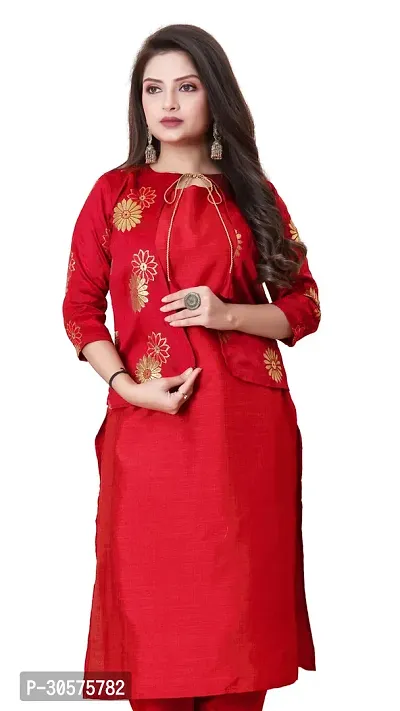 Elegant Banarasi Silk Jacquard Woven Kurta with Jacket Set For Women