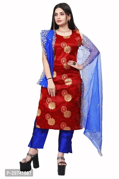 Stylish Jacquard Kurta And Pant With Dupatta Set For Women