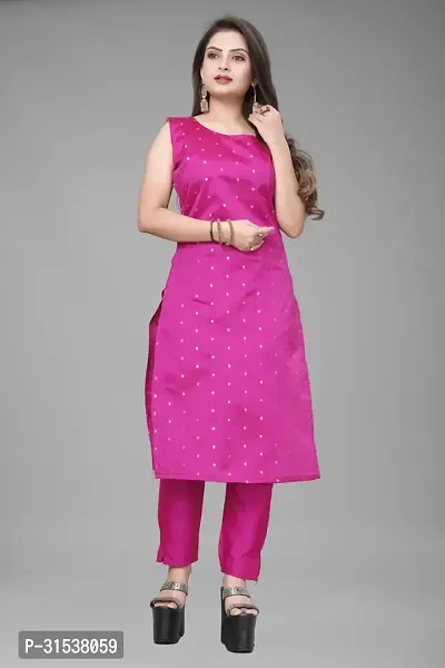 Stylish Pink Jacquard Kurta Bottom Set For Women-thumb0