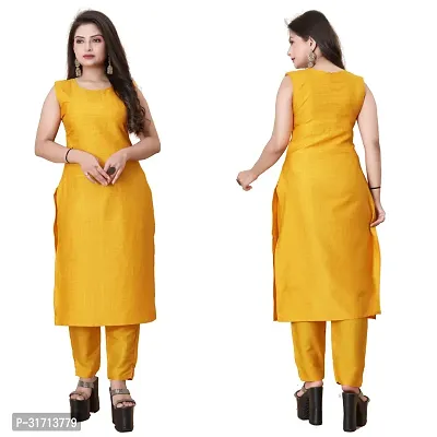 Stylish Mustard Art Silk Kurta Bottom Set With Jacket For Women-thumb2