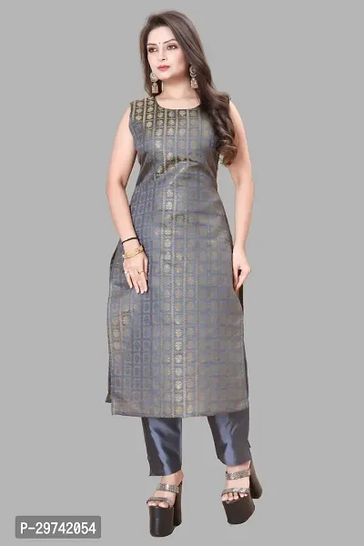 Stylish Jacquard Kurta And Pant With Dupatta Set For Women-thumb2