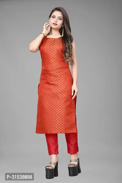 Stylish Red Jacquard Kurta Bottom Set For Women-thumb0