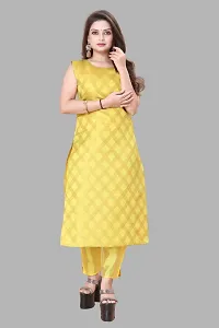 Stylish Jacquard Kurta And Pant With Dupatta Set For Women-thumb1