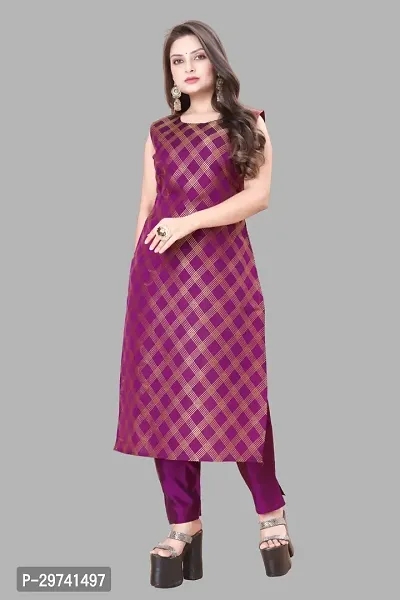 Stylish Jacquard Kurta And Pant With Dupatta Set For Women-thumb2