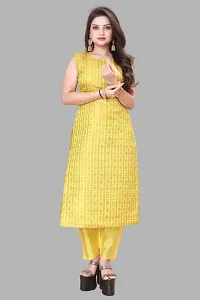 Stylish Jacquard Kurta And Pant With Dupatta Set For Women-thumb1