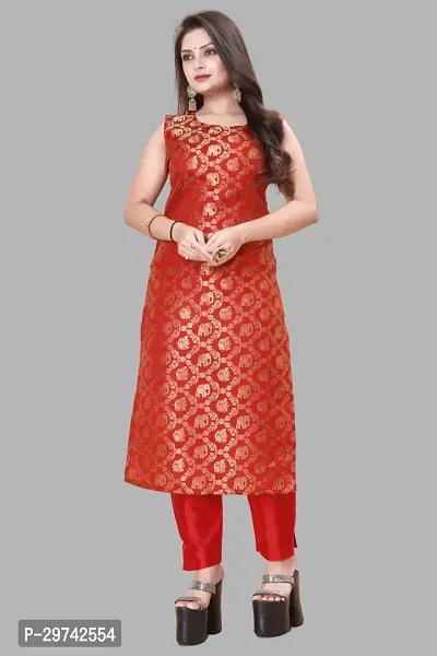 Stylish Jacquard Kurta And Pant With Dupatta Set For Women-thumb2