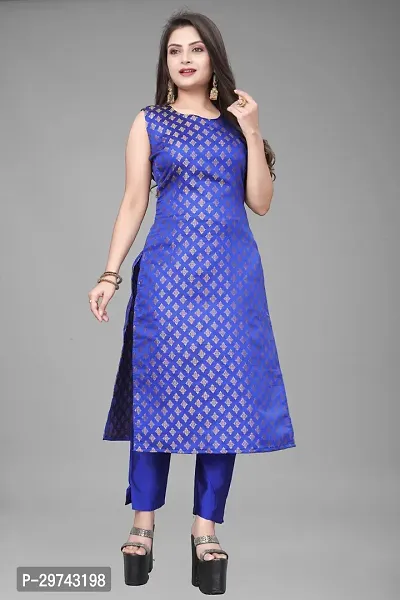 Stylish Jacquard Kurta And Pant With Dupatta Set For Women-thumb2