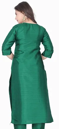 Beautiful Soft Silk Green Embroidered Kurta For Women-thumb1