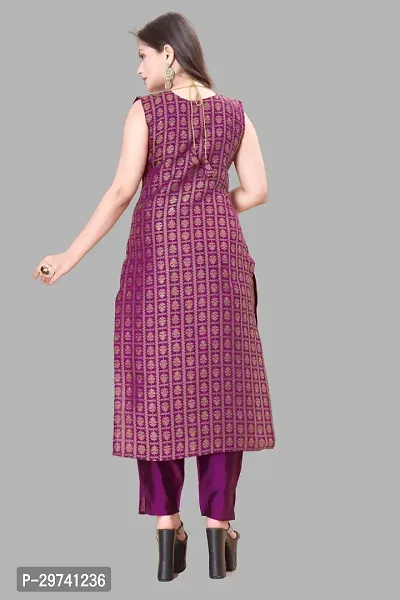 Stylish Jacquard Kurta And Pant With Dupatta Set For Women-thumb3