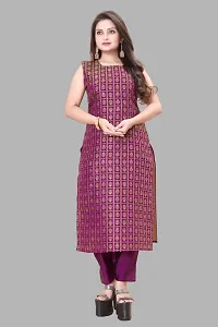 Stylish Jacquard Kurta And Pant With Dupatta Set For Women-thumb1