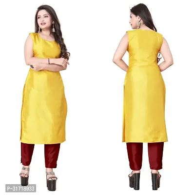 Stylish Yellow Art Silk Kurta Bottom Set With Jacket For Women-thumb2