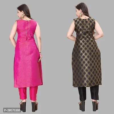 Elegant Banarasi Silk Jacquard Woven Kurta For Women- Pack Of 2-thumb2