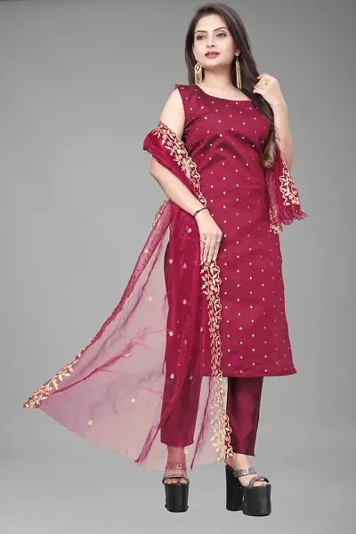 Fancy Jacquard Kurta Set For Women