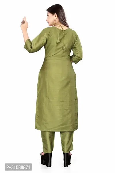 Stylish Green Silk Kurta Bottom Set For Women-thumb2