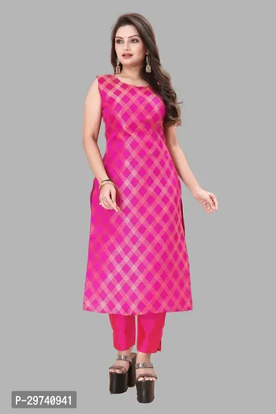 Stylish Jacquard Kurta And Pant With Dupatta Set For Women-thumb2