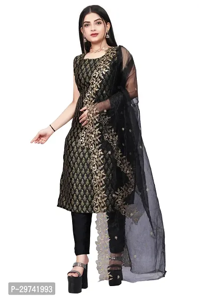 Stylish Jacquard Kurta And Pant With Dupatta Set For Women-thumb0