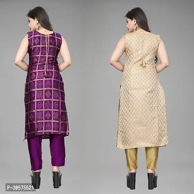 Elegant Banarasi Silk Jacquard Woven Kurta For Women- Pack Of 2-thumb2