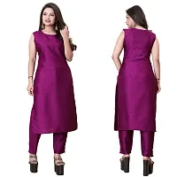 Stylish Purple Art Silk Kurta Bottom Set With Jacket For Women-thumb1