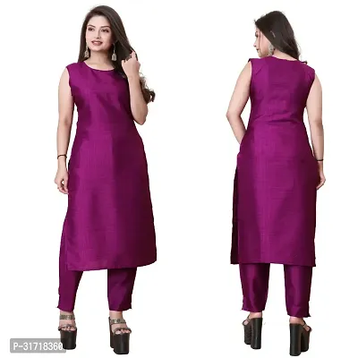 Stylish Purple Art Silk Kurta Bottom Set With Jacket For Women-thumb2