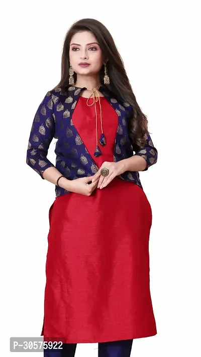 Elegant Banarasi Silk Jacquard Woven Kurta with Jacket Set For Women