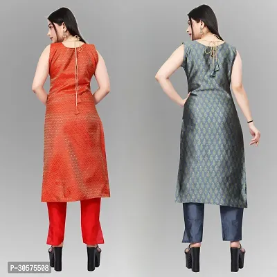 Elegant Banarasi Silk Jacquard Woven Kurta For Women- Pack Of 2-thumb2