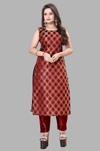 Stylish Jacquard Kurta And Pant With Dupatta Set For Women-thumb1