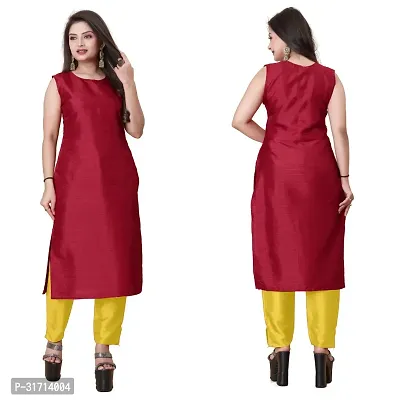 Stylish Maroon Art Silk Kurta Bottom Set With Jacket For Women-thumb2