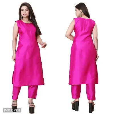 Stylish Pink Art Silk Kurta Bottom Set With Jacket For Women-thumb2