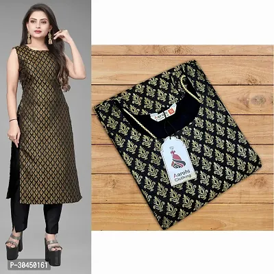 Stylish Black Jacquard Woven Design Stitched Kurta For Women