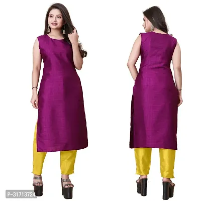 Stylish Purple Art Silk Kurta Bottom Set With Jacket For Women-thumb2