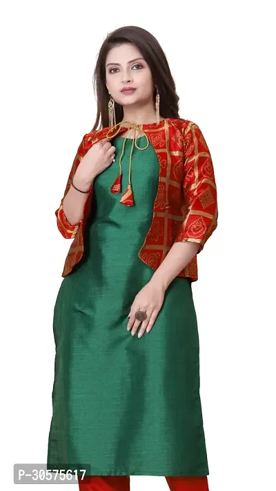 Elegant Banarasi Silk Jacquard Woven Kurta with Jacket Set For Women