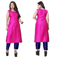 Stylish Pink Art Silk Kurta Bottom Set With Jacket For Women-thumb1